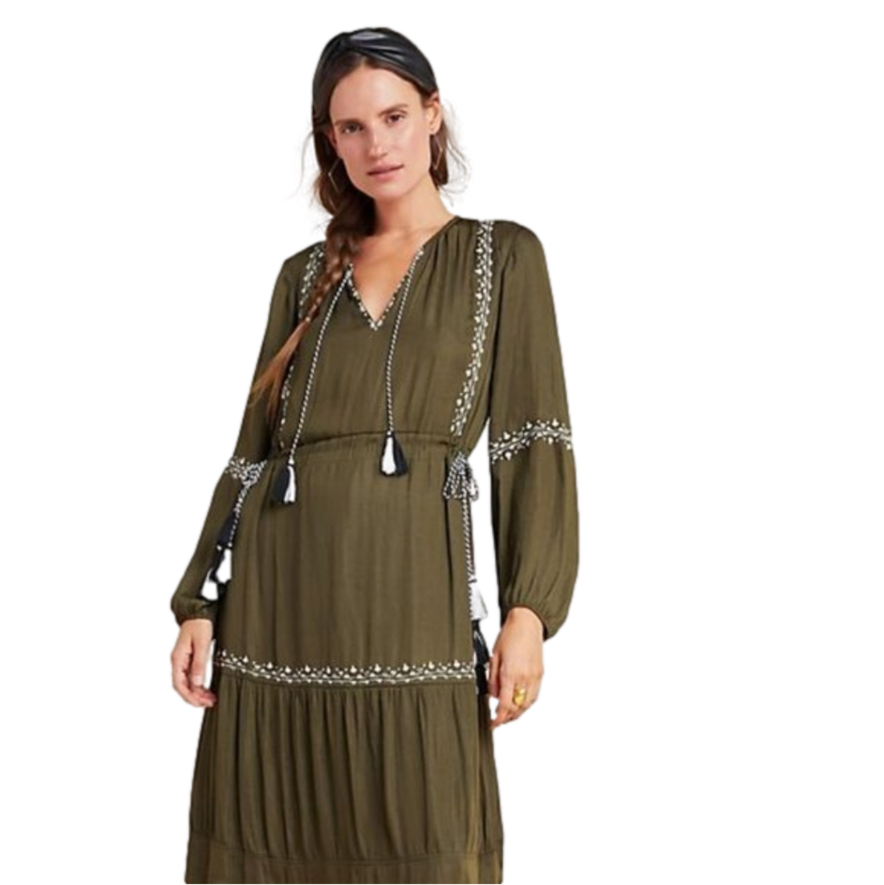NEW! ANTHROPOLOGIE DOLAN‎ COLLECTION ELISE TASSELED MAXI DRESS